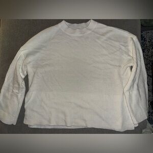 White Ribbed Knit Sweater